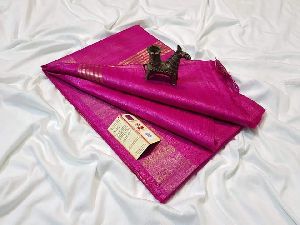 Handloom Tussar silk saree with zari border