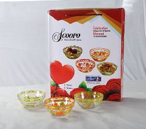 Glass Bowl Set, For Gift Purpose, Hotel, Restaurant, Home, Size : 3 Inches, 4 Inches, 5 Inches