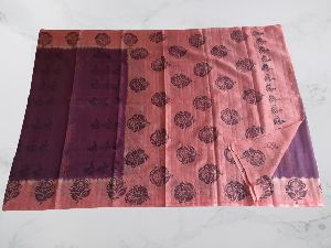 Black kalamkari screen silk saree