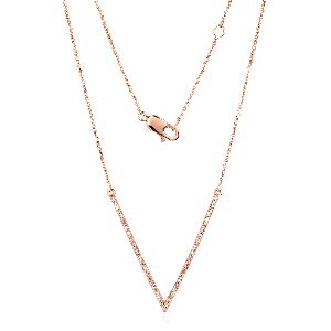 Gold Diamond V Shaped Pendant With Chain