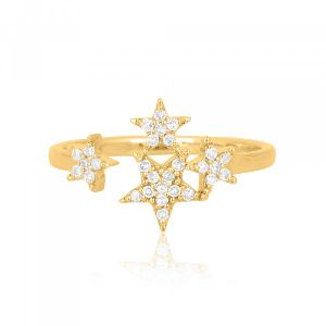 Gold Four Star Diamond Gap Ring