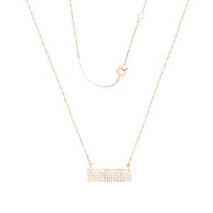 Gold Rectangle Diamond Pendant with Chain