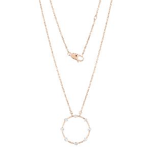 Rose Gold Circle Diamond Pendant with Chain