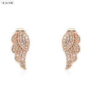 Rose Gold Diamond Feather Earrings