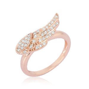 Rose Gold Diamond Feather Ring