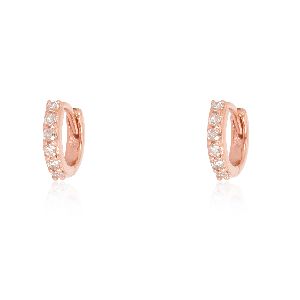 Rose Gold Diamond Huggie Hoop Earrings