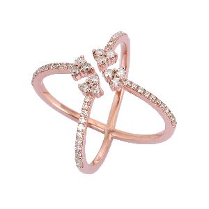Rose Gold Diamond Studded Minimilistic Ring