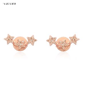 Rose Gold Diamond Tri Star Climber Earrings