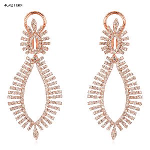 Rose Gold Marquise shaped Leaf Diamond Earring