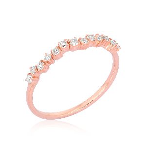 Rose Gold Single Band Ring Studded With Diamonds