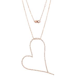 Rose Gold Single Heart Diamond Pendant with Chain