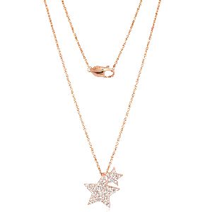 Rose Gold Star Diamond Pendant with Chain
