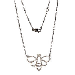 Sterling Silver Butterfly Diamond Pendant With Chains