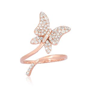 Sterling Silver Butterfly Diamond Ring