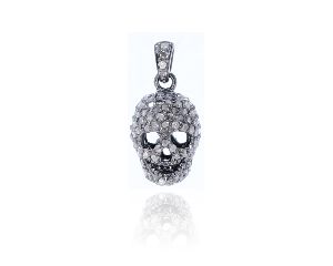 Sterling Silver Diamond 2 Face Skull Pendant