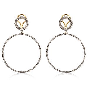 Sterling Silver Diamond Circle Dangle Earrings