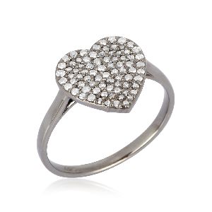 Sterling Silver Heart Diamond Ring