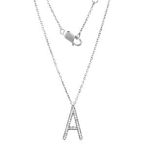 Sterling Silver Letter A Pendant with Chain