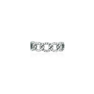 Sterling Silver Link Diamond Ring
