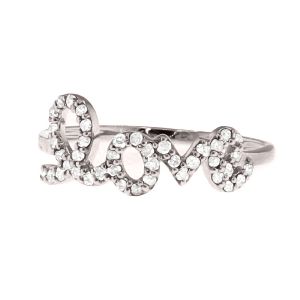 Sterling Silver Love Diamond Ring
