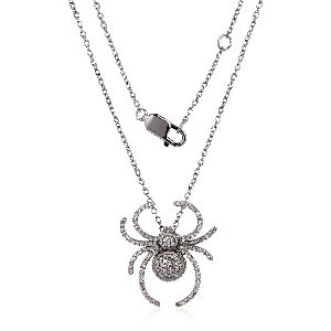 Sterling Silver Spider Diamond Pendant with Chain