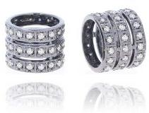Sterling Silver Three Line Diamond Rondelle