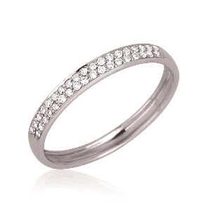 Sterling Silver Two Line Diamond Midi Band Ring