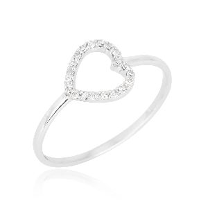 White Gold Open Heart Diamond Ring