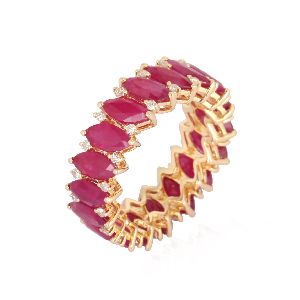 Yellow Gold Ruby Diamond Colorstone Ring
