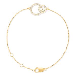 Yellow Gold Two Circle Diamond Bracelet