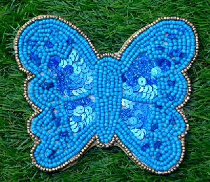 12X8 Inch Glass Beaded Butterfly Shape Table Mats