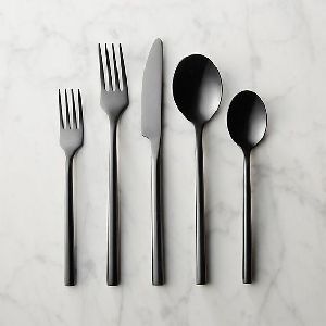 5 Pcs Black Steel Cutlery Set