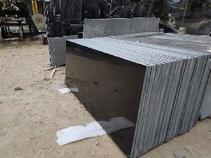 Polished Dark Jet Black Granite Salb, Thickness: 10-15 mm at Rs