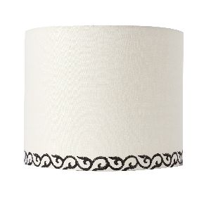 25cm drum hardback lampshade in white printed cotton