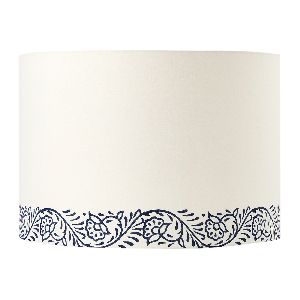 35cm drum hardback lampshade in white printed cotton