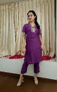 Chanderi Silk Cotton kurti pant set