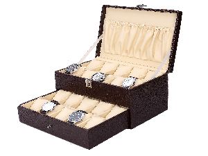 20WCH02BRCRM Watch Box Organizer For 20 Watch Slots