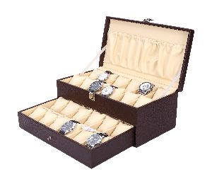 24WCH02BRCRM Watch Box Organizer For 24 Watch Slots