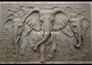Relief elephant sculpture