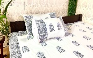 DKWTGRY204 Hand Block Printed Cotton Double Bedsheet