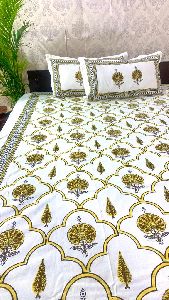 DKWTYLBLK111 Hand Block Printed Cotton Double Bedsheet