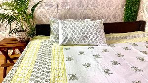 DKWTYLGRY203 Hand Block Printed Cotton Double Bedsheet
