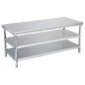 Stainless Steel Counter Table with Two Shelves