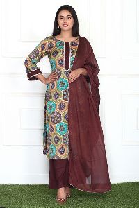 Brown Contrast Kurta Set