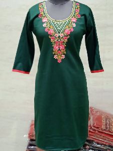 rayon embroidery kurtis