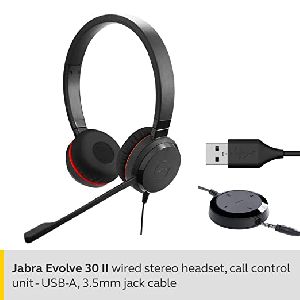 Jabra Evolve 30 II Stero On Ear Wired Headphone with Mic