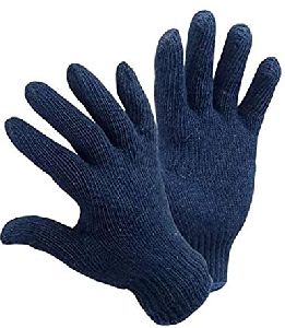 Cotton knitted hand gloves blue