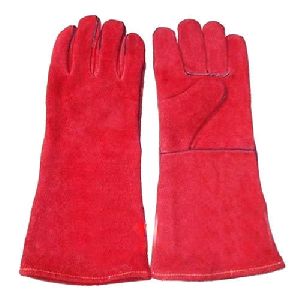 Red leather hand gloves