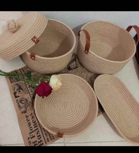Jute and Leather Basket