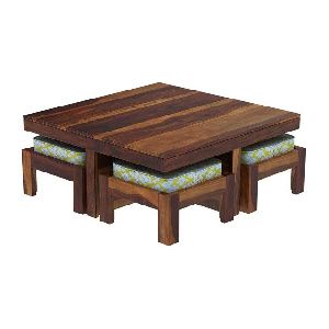 Square Wooden Coffee Table Set